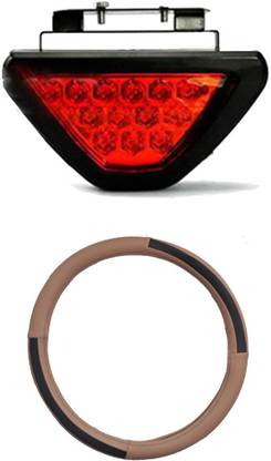 Allure Auto 1 Ring Type Car Steering Cover, Red 12 LED Brake Light with Flasher For Volkswagen Polo Combo