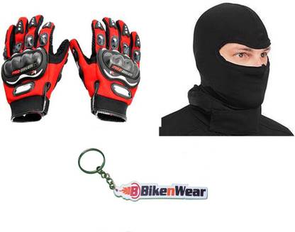 BikenWear 1 Probiker Gloves, 1 Balaclava Face Mask, 1 Keyring Combo