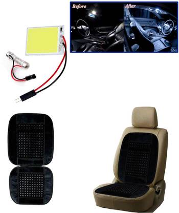 AUTO PEARL 1Pcs SMD/LED Interior Roof Ceiling White Color Light, 1Pcs Bead Seat Cushion with Black Velvet Border Combo