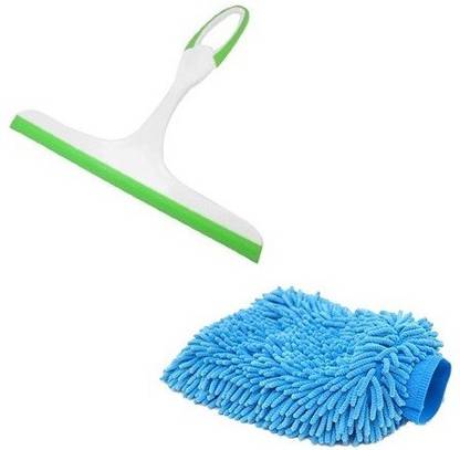BIGWHEEL Set Of 2 In 1, Multi-purpose Microfiber Gloves for Washing With, Window Glass Wiper Cleaner Combo