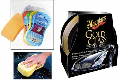 Meguiars 1 Meguiars Gold Class Paste Wax Polish -449ml, 1 Magic Sponge Combo