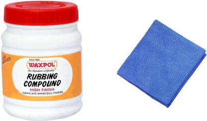 waxpol 1 Rubbing Compound High Finish (RED) 200gms, 1 Microfiber Cloth Combo