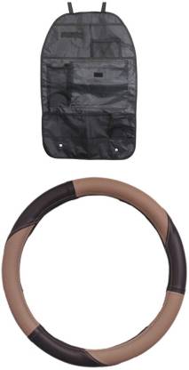 Allure Auto 1 Ring Type Car Steering Cover, 1 Seat organizer Combo