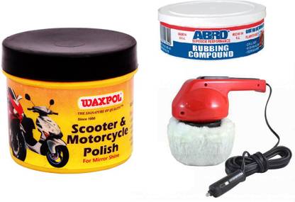 waxpol 1 Car Polisher, 1 Waxpol Bike Polish 60gm, 1 Abro Rubbing Compound RCH-60 Combo