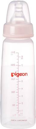 Pigeon Slim Neck Peristaltic 240ml with Medium Size Nipple - Pink - 240 ml