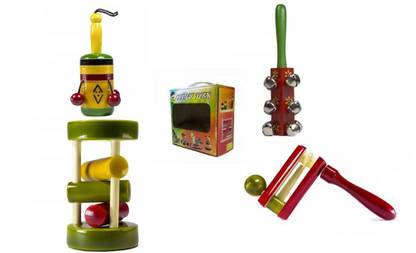 CeeJay Set of 4 Colorful Wooden Baby Toys:Model RA-OW005 Rattle