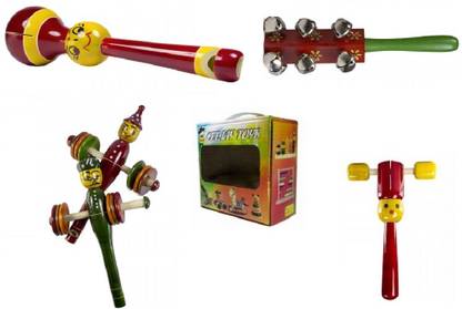 CeeJay Set of 4 Colorful Wooden Baby Toys:Model RA-OW016 Rattle