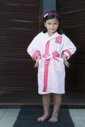 Spaces by Welspun White, Pink Bath Robe