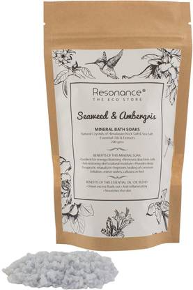 Resonance Mineral Bath Soak (Bathing Salt) in Seaweed and Ambergris Essential Oil Himalayan Rock Salt Blends