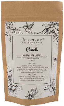 Resonance Mineral Bath Soak (Bathing Salt) in Peach Essential Oil and Himalayan Rock Salt Blends