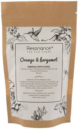 Resonance Mineral Bath Soak (Bathing Salt) in Orange and Bergamot Essential Oil and Himalayan Rock Salt Blends