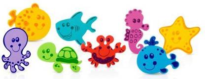 NUBY 16 Piece Bath Tub Foam, Animal Characters Bath Toy