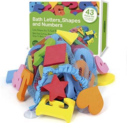 MiniMatters 43 Piece Set Foam Bath Letters And Numbers With Bonus Shapes Bath Toy