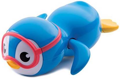 Munchkinz Wind Up Swimming Penguin Blue Bath Toy