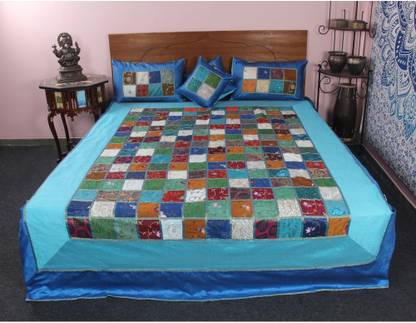 jaipurtextilehub Cotton Silk Blend King Sized Bedding Set