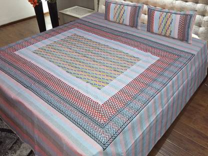 Handloom Cotton Double Printed Flat Bedsheet