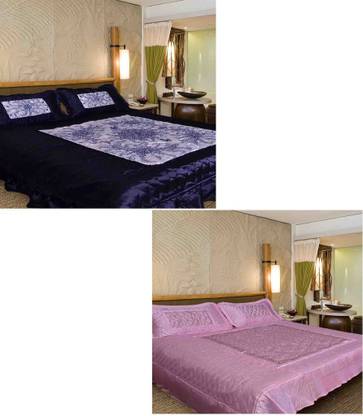 Chelsi Satin Double Flat 120 TC Abstract Bedsheet