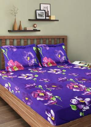 BELLA CASA 104 TC Cotton Double Printed Flat Bedsheet