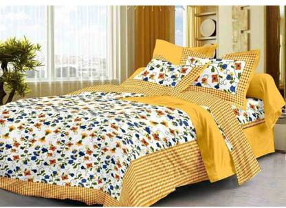 ISHAAYU Cotton Double Flat 300 TC Printed Bedsheet