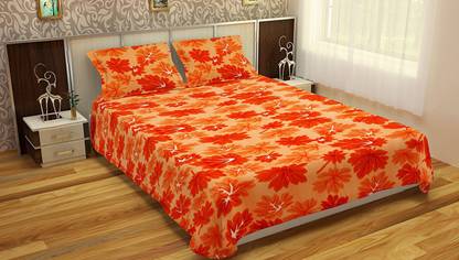 The Chaddar Polyester Double Self Design Flat Bedsheet