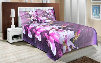 SIGNATURE Polyester Double Floral Flat Bedsheet
