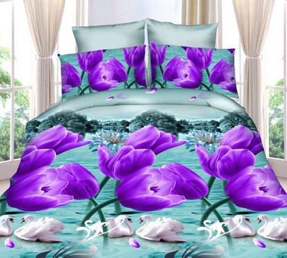Dexim Polyester, Satin Double Flat 3D Printed Bedsheet
