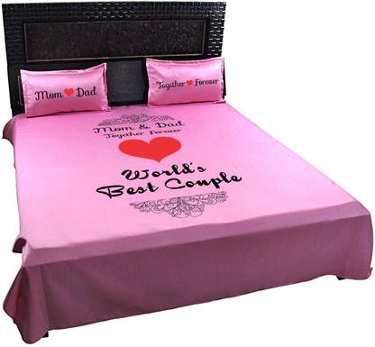 GIFTSMATE Polycotton Double Flat 400 TC Printed Bedsheet