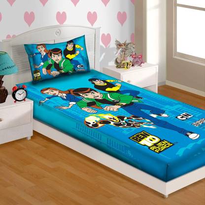 Ben 10 140 TC Cotton Single Cartoon Flat Bedsheet