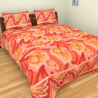 Feathers Polyester Double Floral Flat Bedsheet