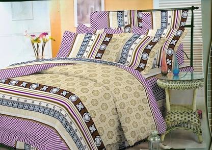 Carah Polyester Double Flat Geometric Bedsheet