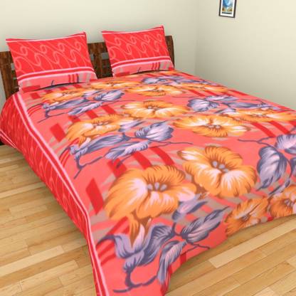 Feathers Polyester Double Floral Flat Bedsheet