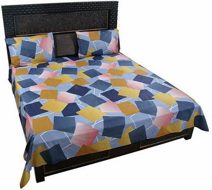 K2M2 180 TC Cotton Double Floral Flat Bedsheet
