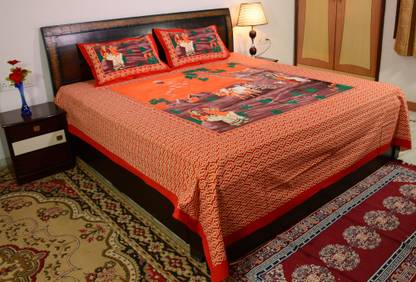 Prabha Creation Cotton Double Printed Flat Bedsheet