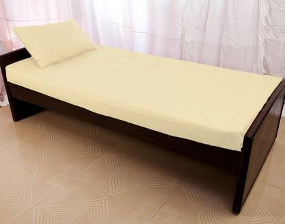 Tangia Solidzzana Nanochecks Cream flat bed sheets and pillow case set  225 cm x 275 cms + 2 pillow cases 72 cm x 48 cm