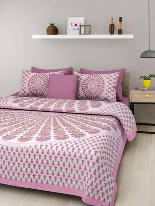 UNIQCHOICE Cotton Double Flat 144 TC Printed Bedsheet