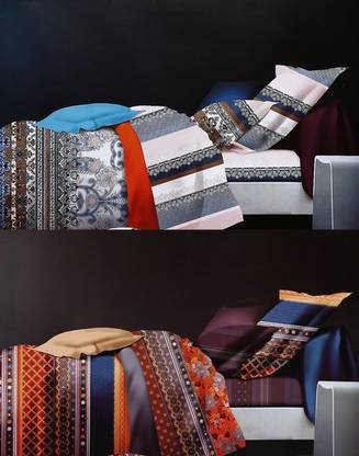 home basics Polycotton King Abstract Flat Bedsheet