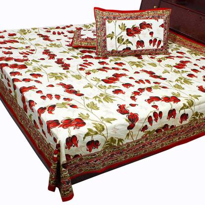 Shilpbazaar 116 TC Cotton Double Printed Flat Bedsheet