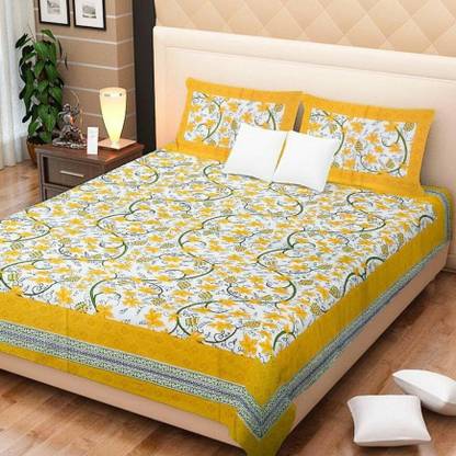 Sleepwell Cotton Double Flat 300 TC Printed Bedsheet