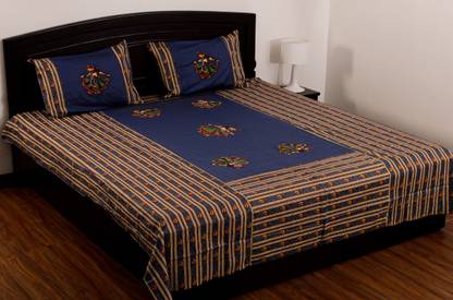 Vastra Design 144 TC Cotton Queen Abstract Fitted (Elastic) Bedsheet