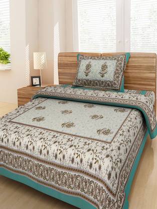 UNIQCHOICE 120 TC Cotton Single Printed Flat Bedsheet