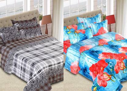 The Chaddar Cotton Double Abstract Flat Bedsheet