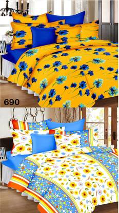 Quick Shopping 160 TC Cotton Double Printed Flat Bedsheet