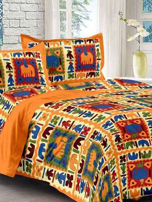 RAJASTHAN@HOME Cotton Double Flat 250 TC 3D Printed Bedsheet