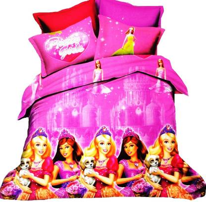 Amk Home Decor 180 TC Polycotton Double Cartoon Flat Bedsheet