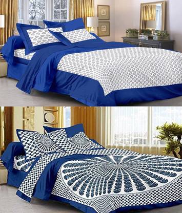 Unique home decore 250 TC कॉटन डबल प्रिंटेड बेडशीट