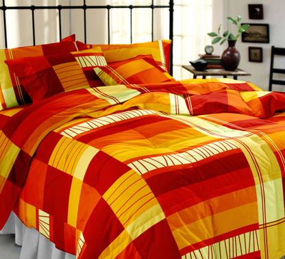 Dreamscape Cotton Double Flat 144 TC Geometric Bedsheet
