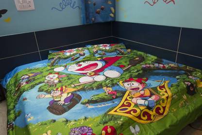 Doraemon Cotton Queen Flat Cartoon Bedsheet