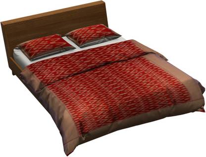 Hand Loom Ikkat Cotton Double Abstract Flat Bedsheet