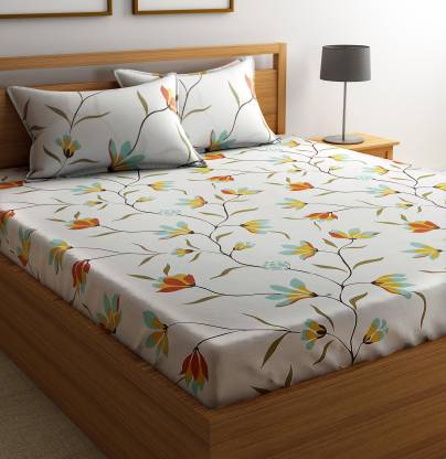 Flipkart SmartBuy 144 TC Cotton Double Floral Flat Bedsheet