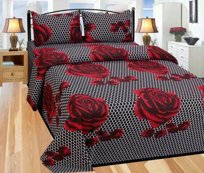 Divine Home Furnishing Cotton Double Flat Floral Bedsheet